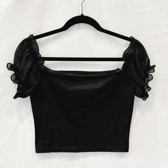 superdown Black Brianna Puff Sleeve Top size Small - Picture 5 of 11